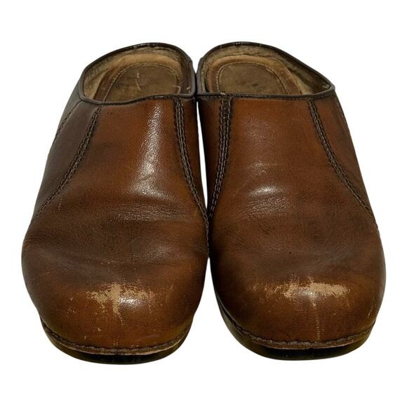 Dansko Brown Leather Mule Clogs Women's Size 38 Slip On Comfort Shoes Backless - Picture 3 of 7